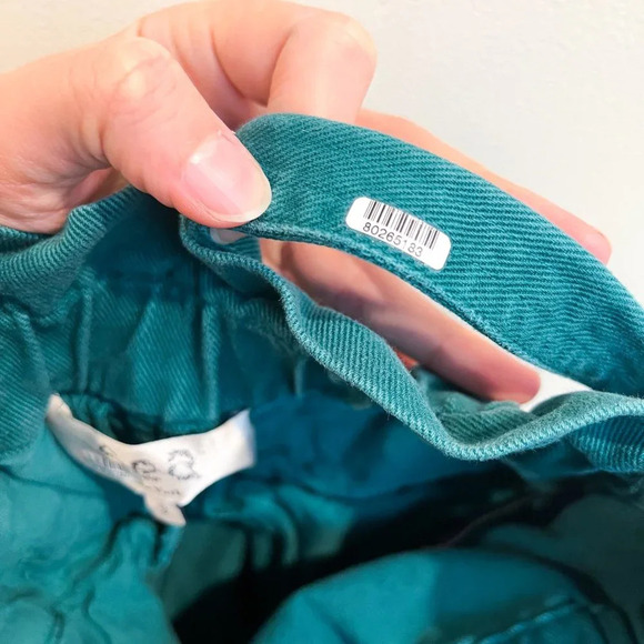 Sea New York Teal Green Colorful Designer Paperbag Denim Straight Leg Pants 2 - Picture 12 of 12